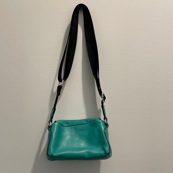 Aimee Kestenberg Teal Leather Crossbody Bag Magnetic Flap Leopard Lining Small - Picture 4 of 6